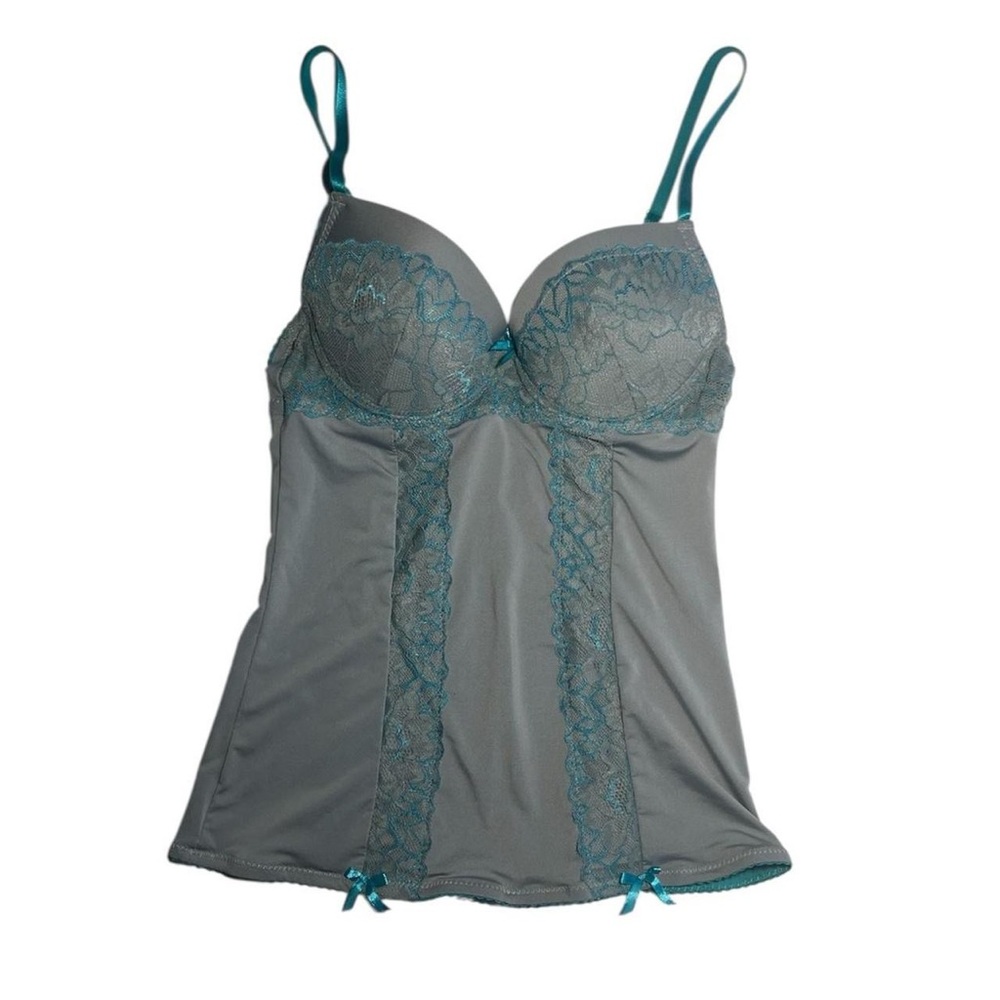 Teal Lace-Trim Camisole Chemise